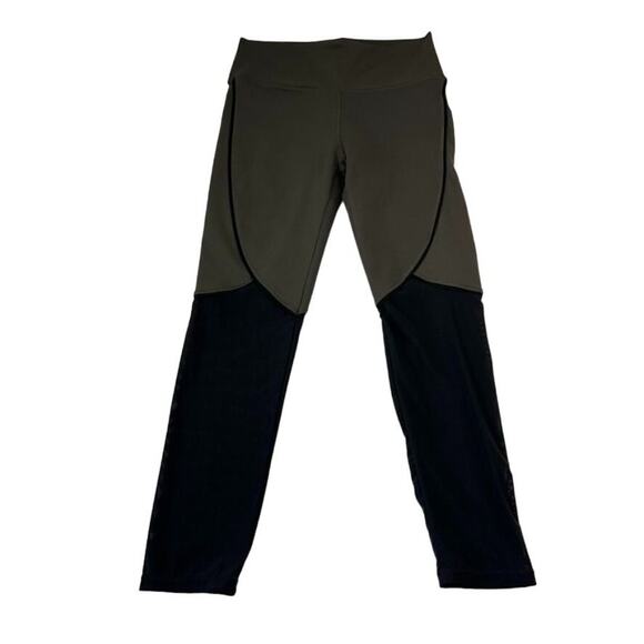 Fabletics Leggings Womens M Black Green Stretch Yoga Gym High Rise Activewear - Picture 2 of 10